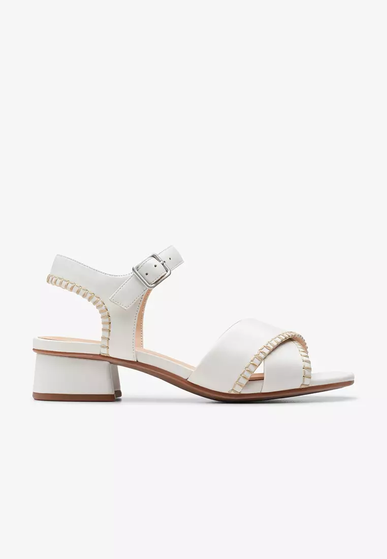 Discount on Clarks  shoes - SKU: Serina35 Cross Heeled Sandals Off White