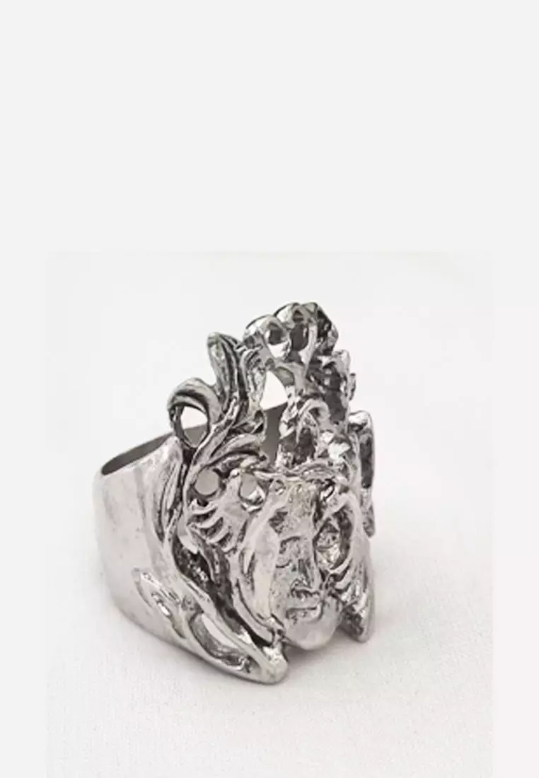 Men's Accessories Tatoo Face Ring Cincin Pria Silver