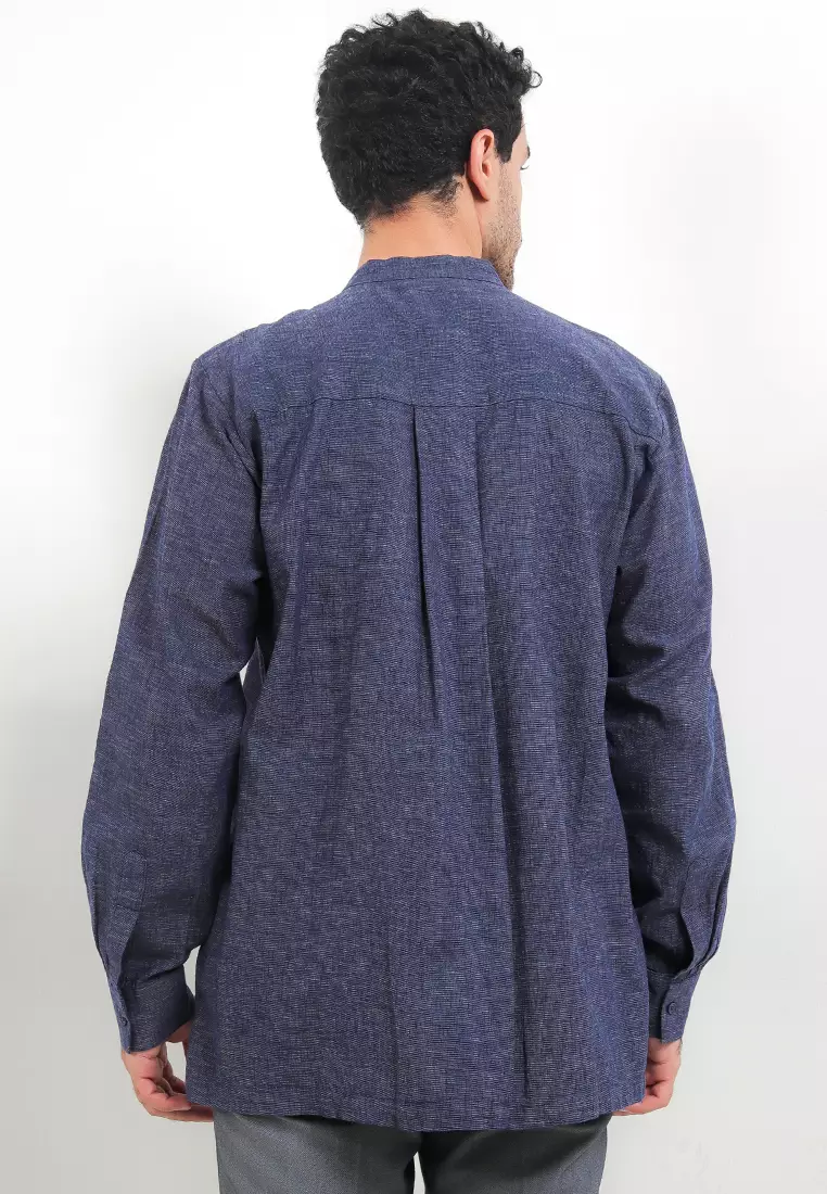 Men's Long Sleeve Linen Poplin Shirt