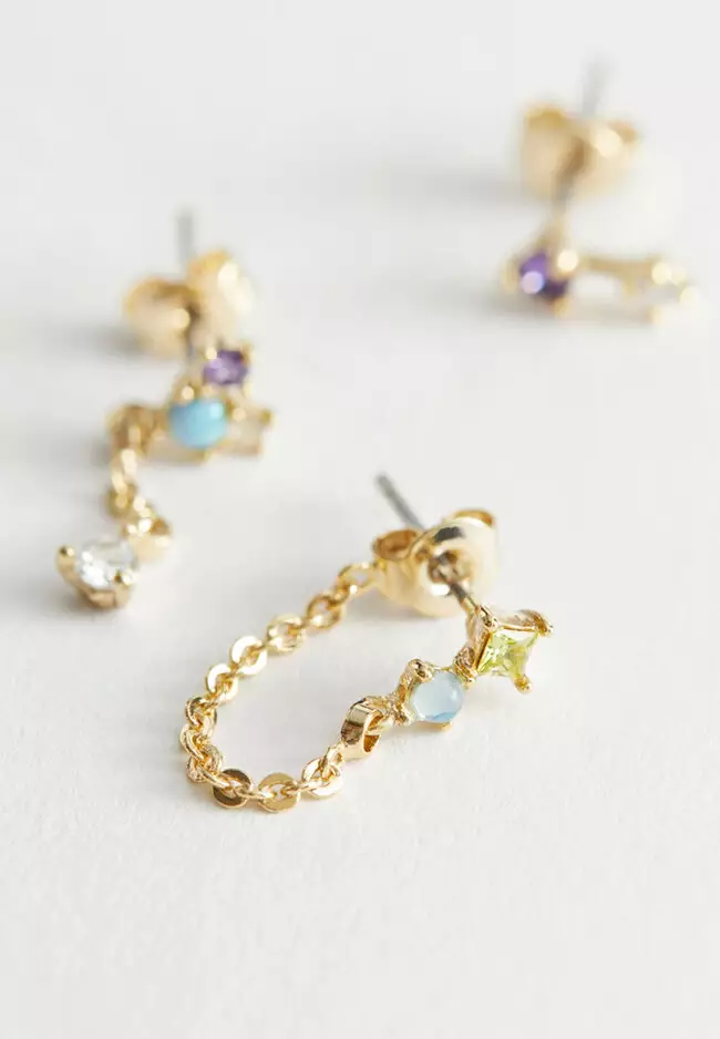 Gold rhinestone drop earrings online