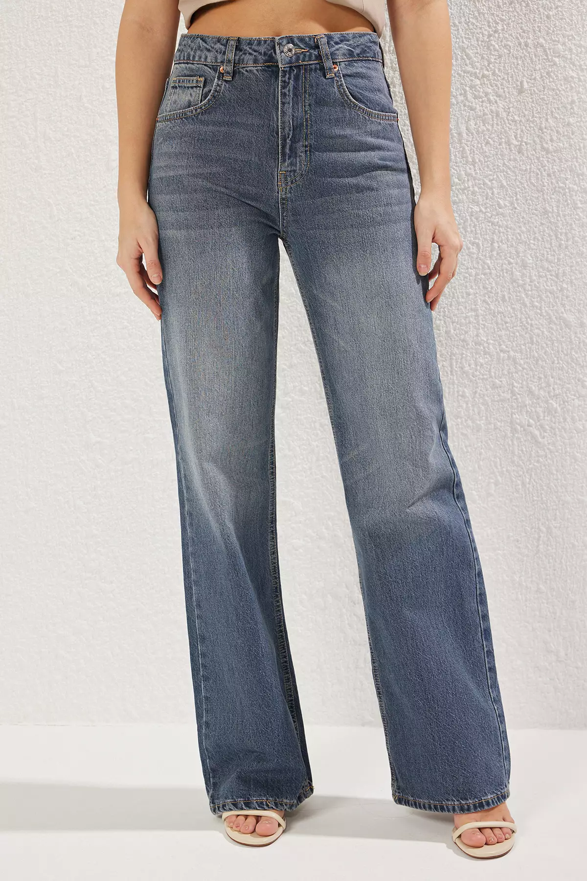 Indigo High Waist Wide Leg Jeans Twoaw24Je00089