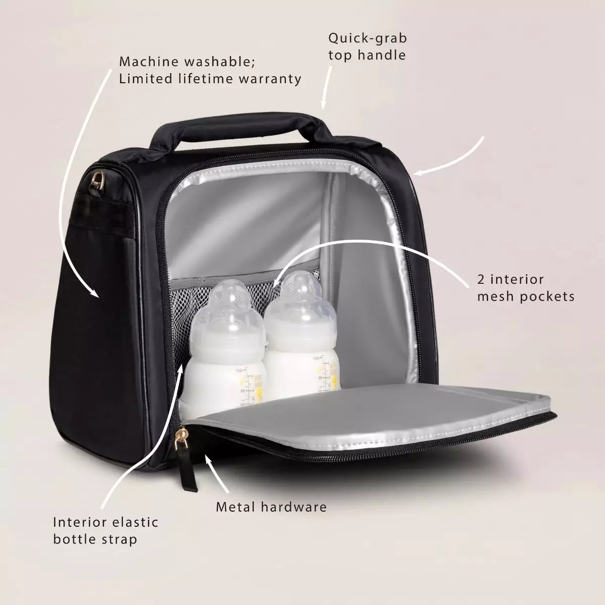 Jujube Insulated Bottle Bag Black - Tas Penyimpanan Botol Bayi
