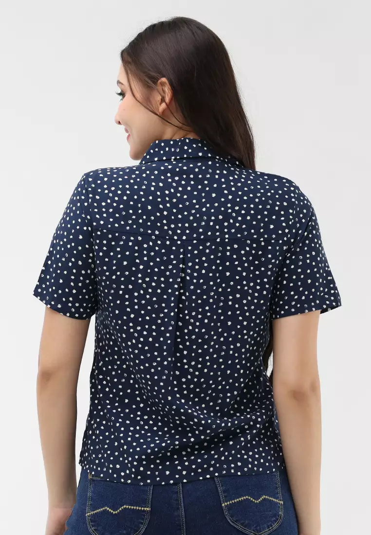 Woven Printed Rayon Short Sleeves Blouse