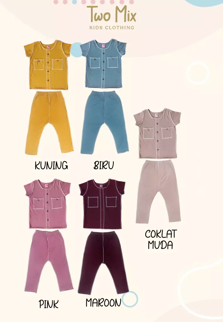 Two Mix - Setelan Anak Bahan Kaos Katun Premium - Baju Set Anak Short Sleeve Kaos 1-4 Tahun 4314