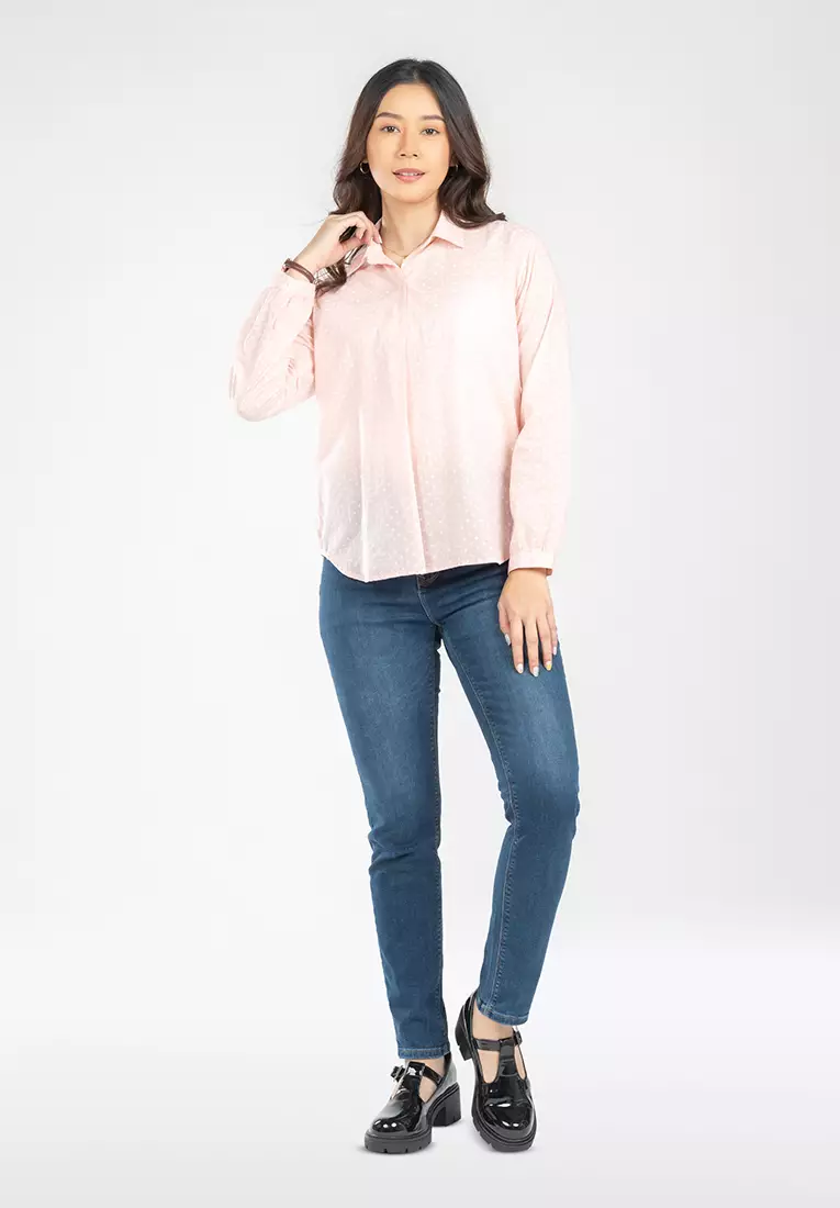 C2 Haizhu Pink Basic Blouse Wanita