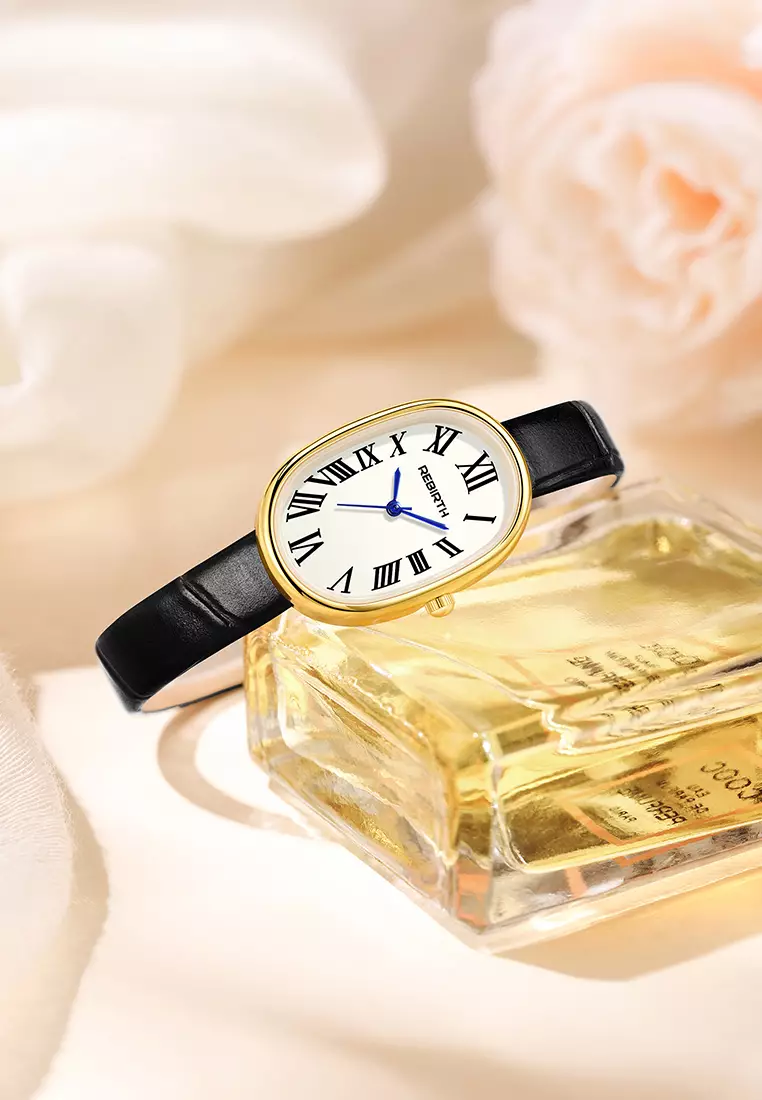 Jam Tangan Wanita Original Anti Air Korean Style Tali Kulit Jam Tangan Cewek black