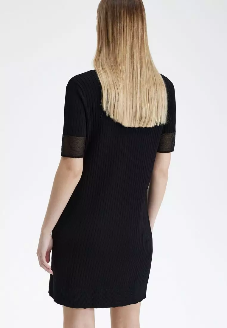 FRED PERRY SHEER TRIM KNITTED SHIRTDRESS