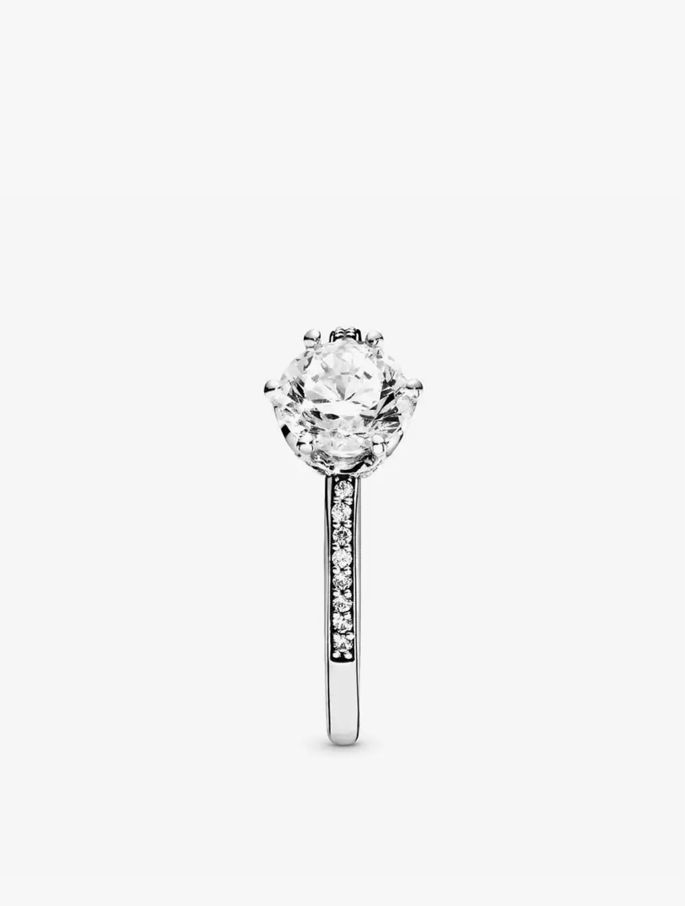 Crown sterling silver ring with clear cubic zirconia