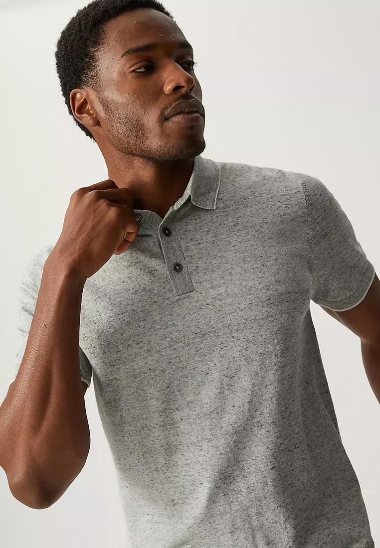 Cotton Rich Short Sleeve Knitted Polo Shirt
