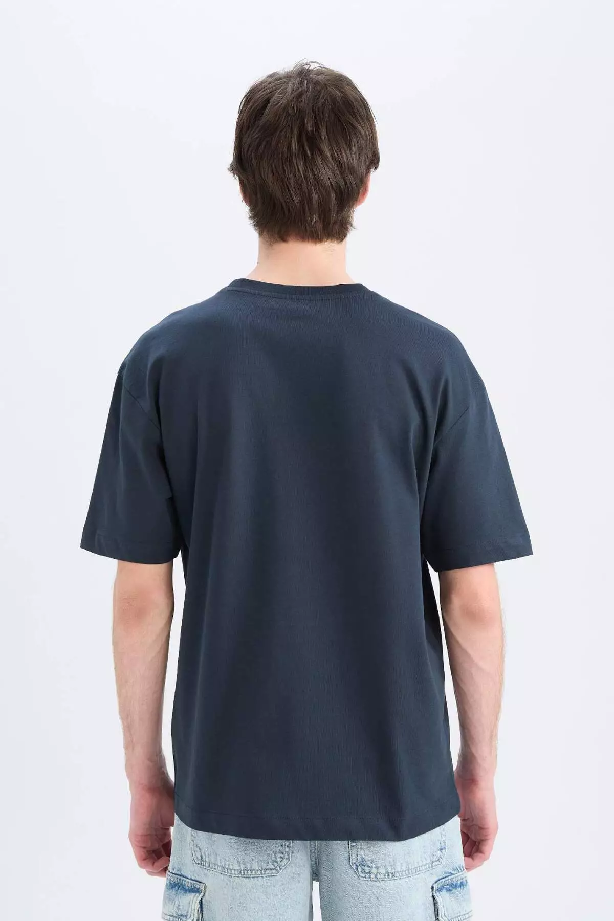 100% Cotton Oversize Wide Fit Crew Neck Basic Plain Short Sleeve T-Shirt E6885Axns