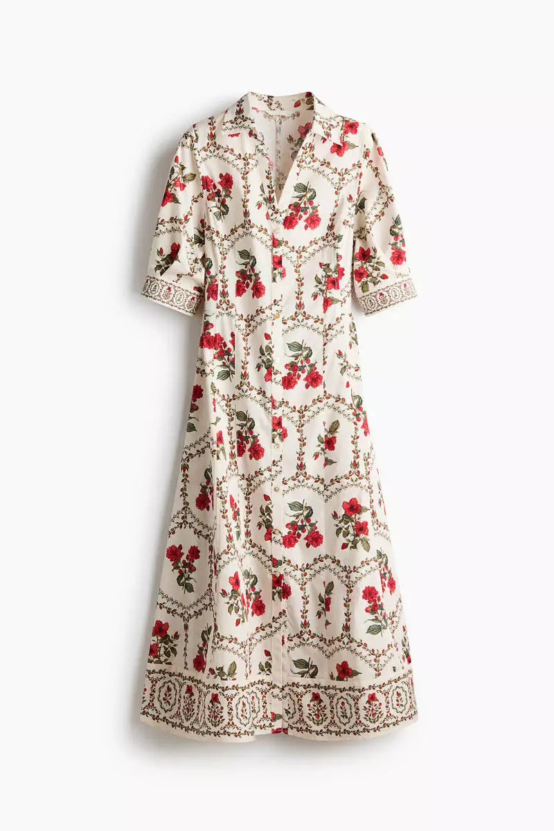 h&m red shirt dress Women's Bright red Oversized Cotton Shirt Dress