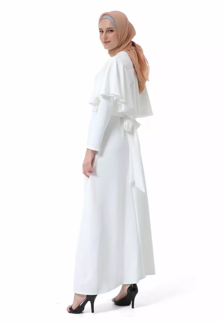 Zeta Dress Fashion Muslimah Wanita Long Sleeve Style Basic Relaxed Fit - Putih