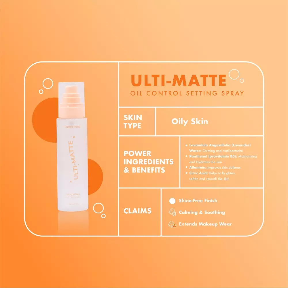 Luxcrime Ulti-Matte Oil Control Setting Spray Normal Size 150ml