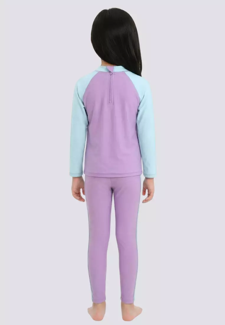 Frozen Long Sleeved Rashguard Leggings Set UPF 50 Protection Swimwear for Kids Girls