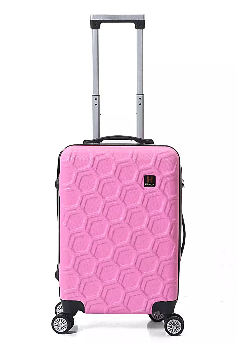 Carlton Koper Hardcase Desain Hexagon Size 20 Inch Suitcase Unisex with Rear Compartment Rubber Slot Material ABS+PVC Coated ORIGINAL - PinkBerbie