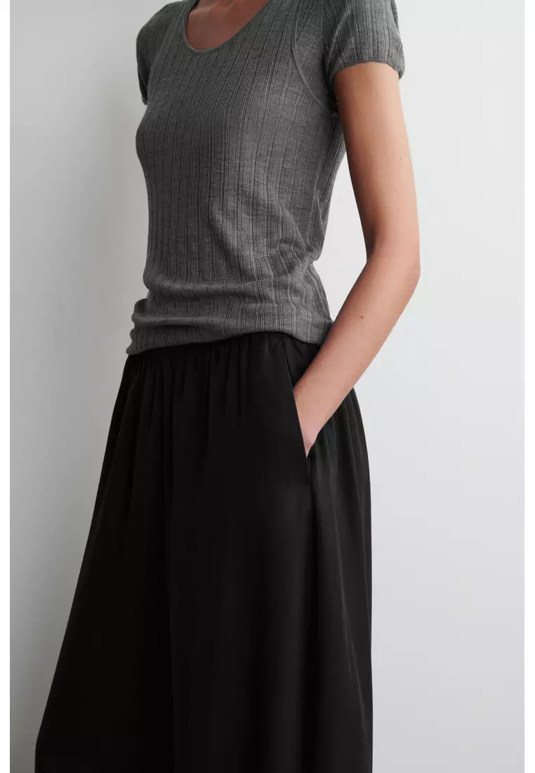 TWILL PALAZZO TROUSERS