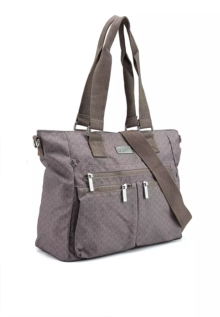 Printed Nylon Convertible Tote Bag