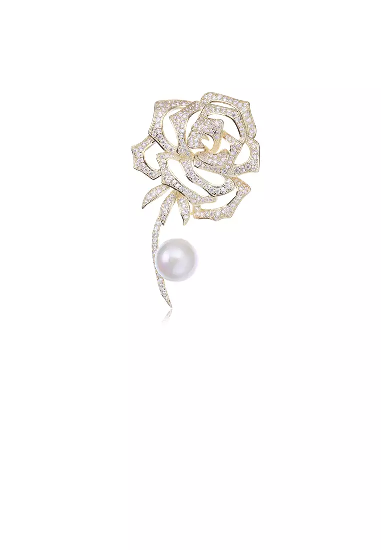 White outlet rose brooch