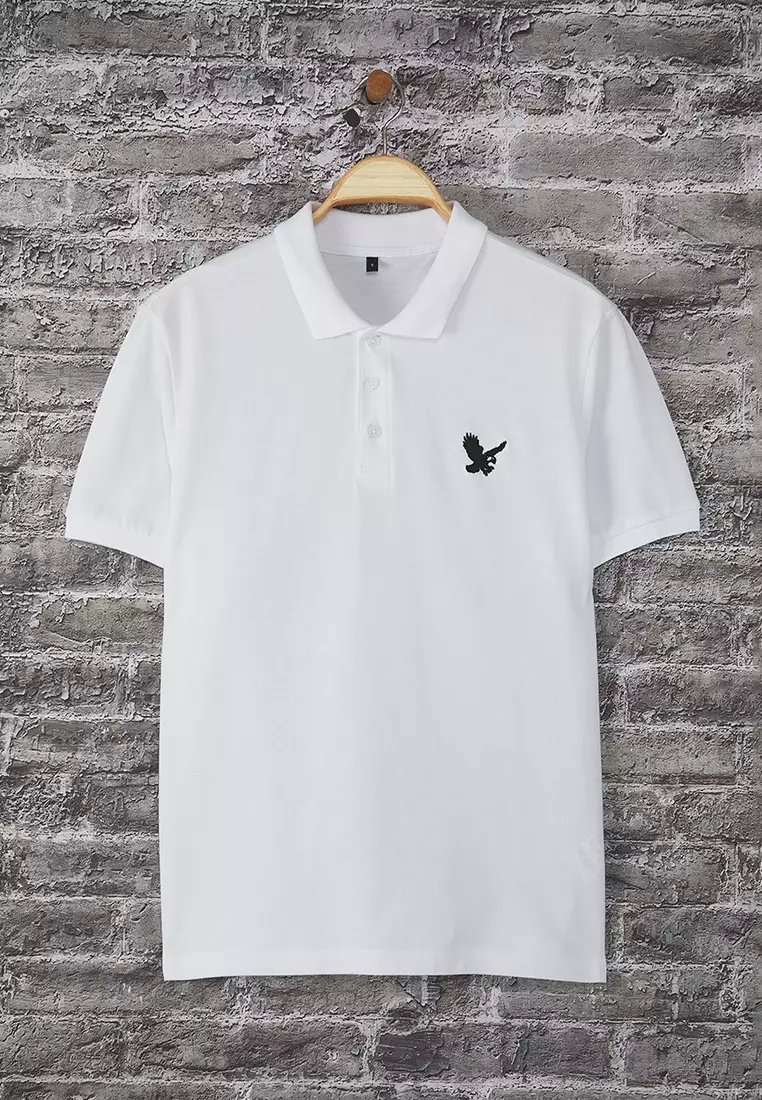 White Regular Cut Embroidery Detail Polo Neck T-shirt TMNSS25PO00017