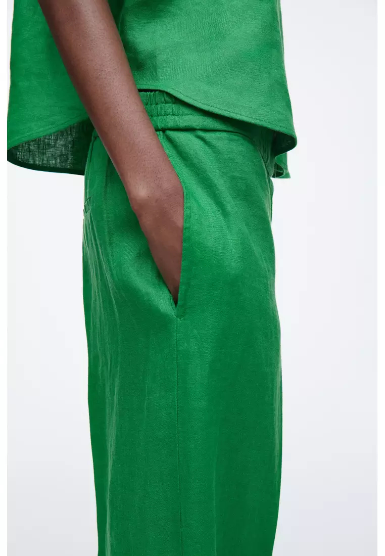 STRAIGHT-LEG TAILORED LINEN TROUSERS