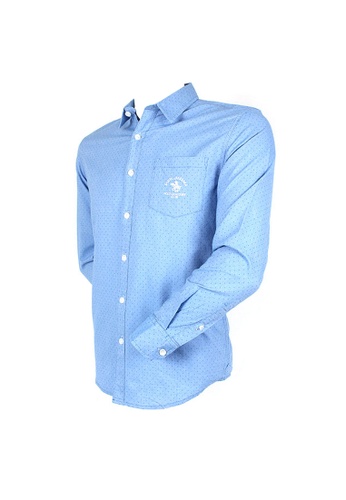 Santa Barbara Polo & Racquet Club blue SBPRC Long Sleeve Shirt 05-9201-03 C83BCAA554C415GS_1