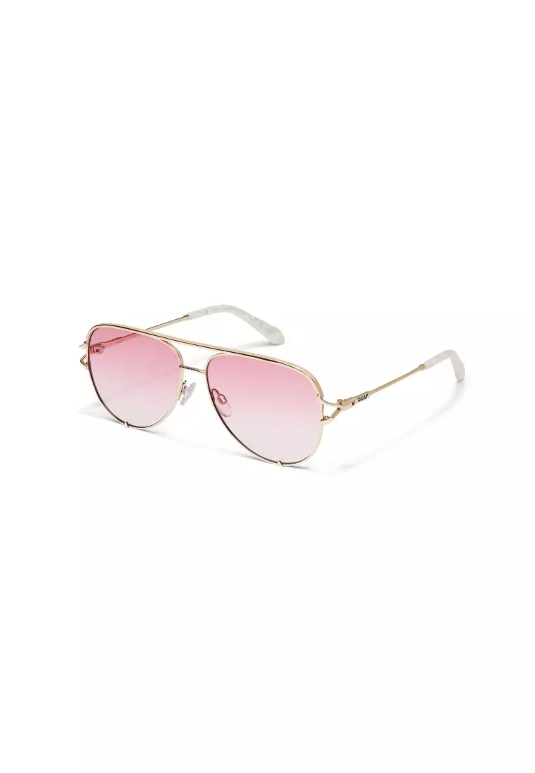 QUAY High Key Twist Adorned Sunglasses - Gold/Light Peony