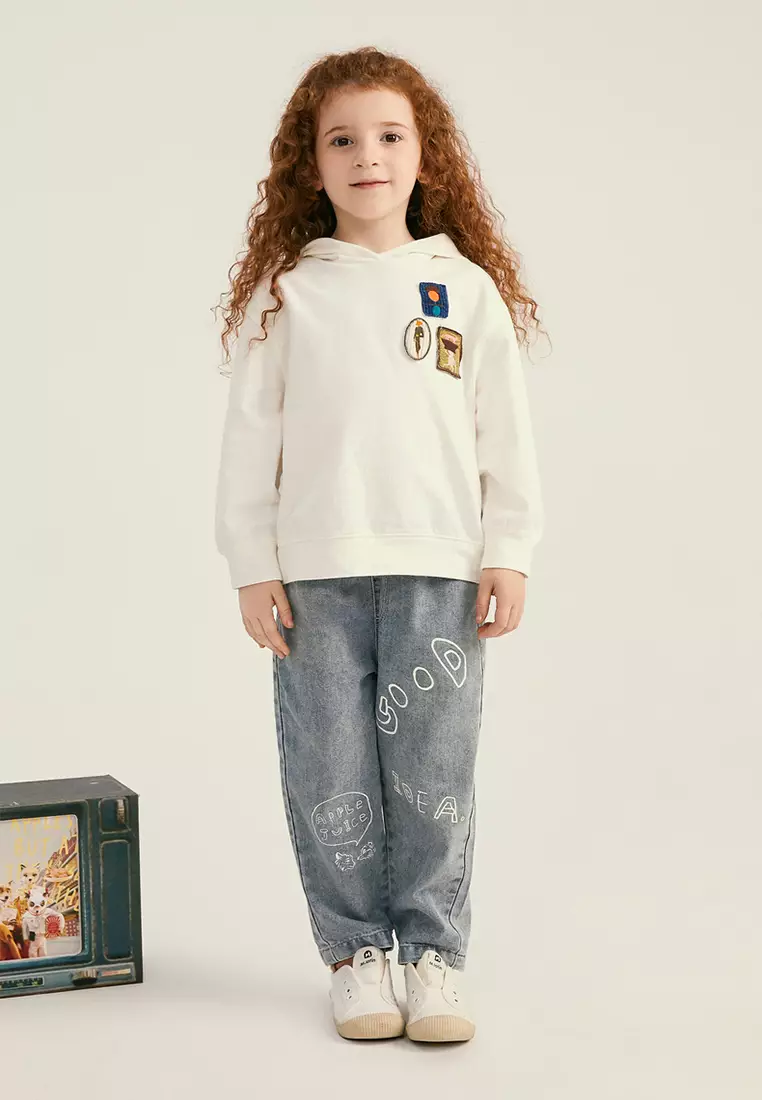 Denim Jeans With Cartoon And Letter Print