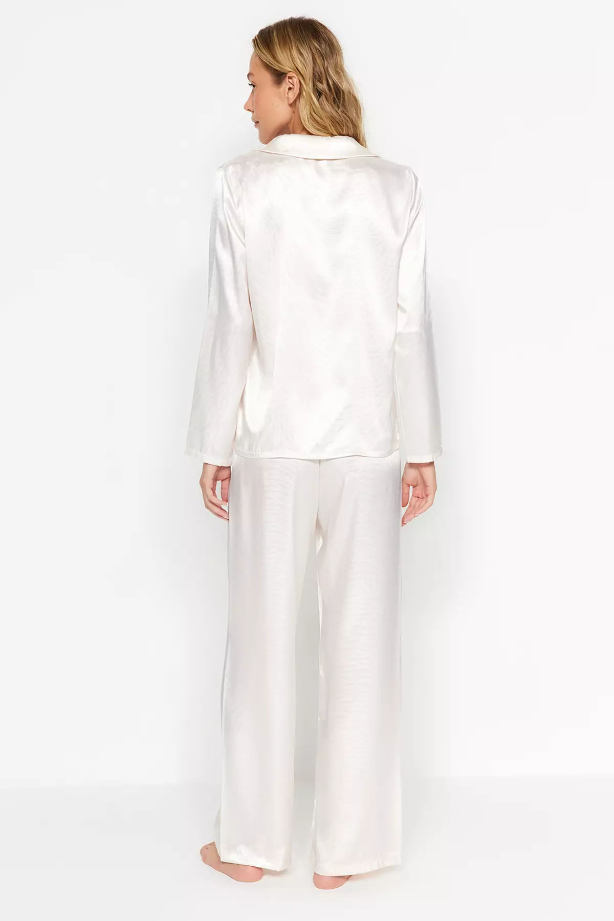 White Zebra Pattern Satin Pajamas Set