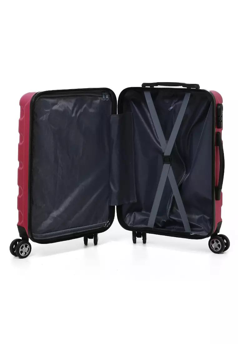Carlton Koper Hardcase Unisex Size 20 Inch Tas Travel Combination Lock Large Compartment Material ABS+PVC Coated ORIGINAL - Pink