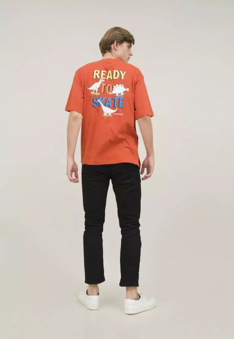 kaos oversized pria unisex terracotta dino skate houseofcuff