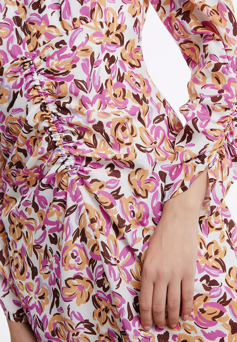 Purple floral discount chiffon dress