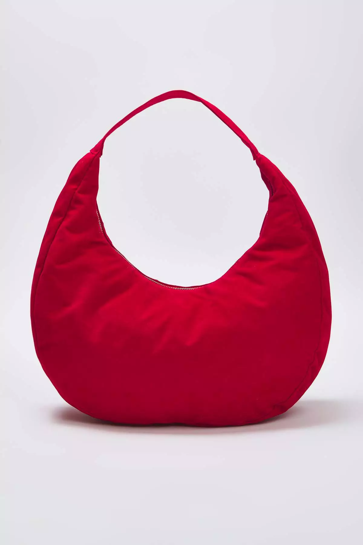 Red Suede Half Moon Women's Oval Shoulder Bag