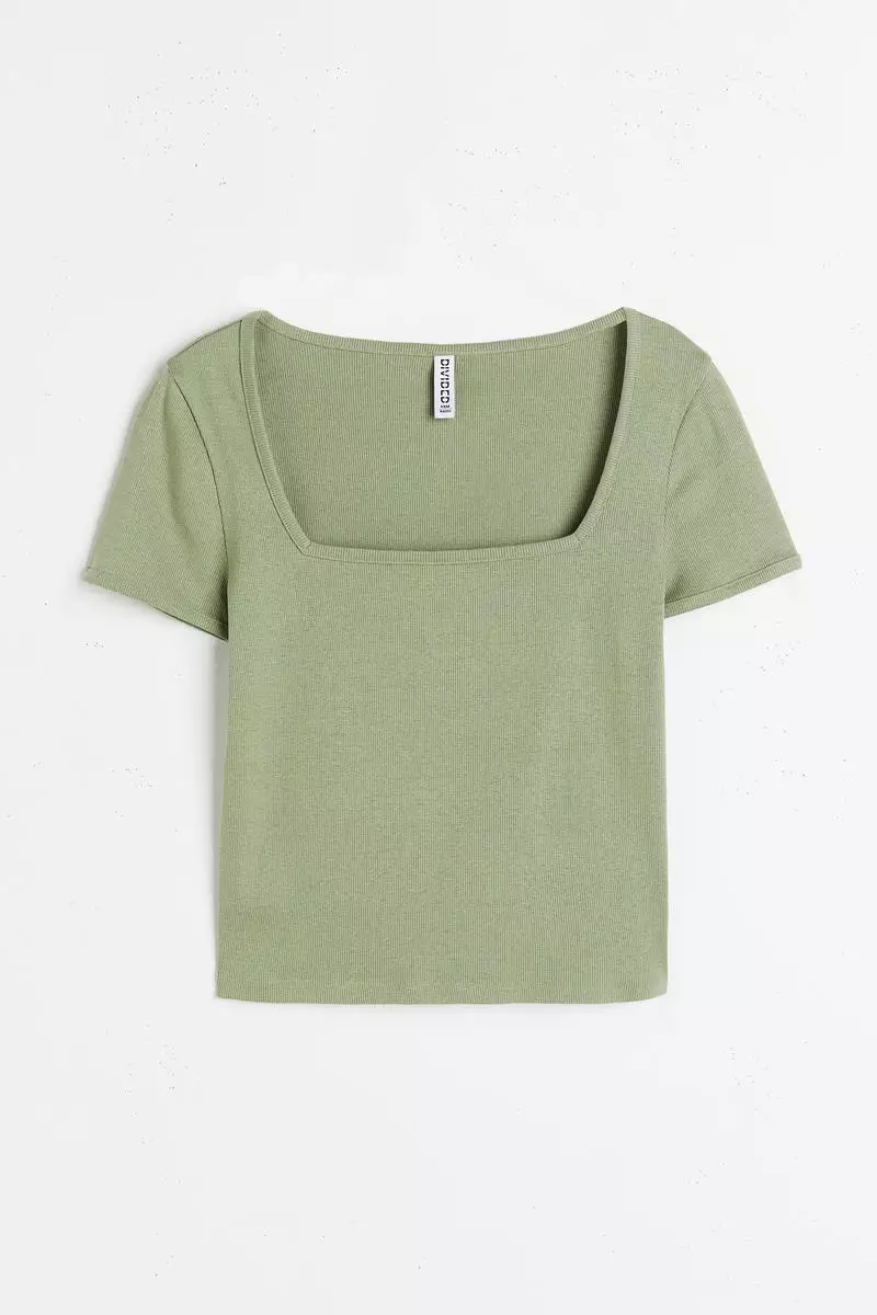 h&m short sleeve square neck top - size small - Depop