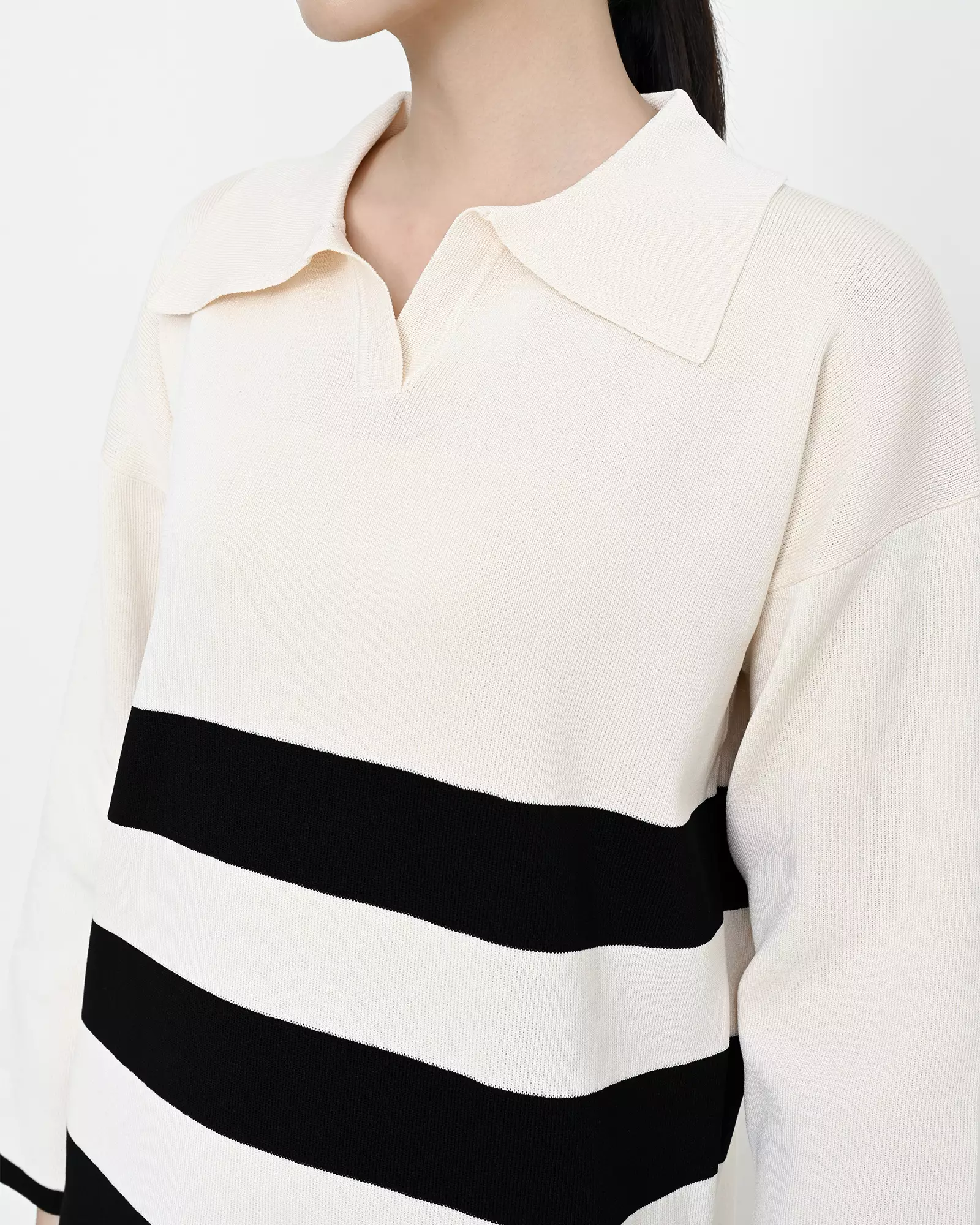 Geulis.id DASARA STRIPES KNIT DRESS LONG SLEEVE - Black