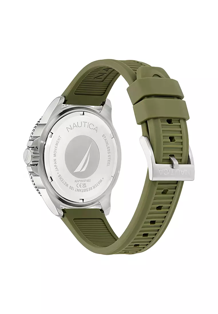 Jam Tangan Analog Pria - Nautica NCT Windrose - NAPWRF402 - Green Rubber Strap