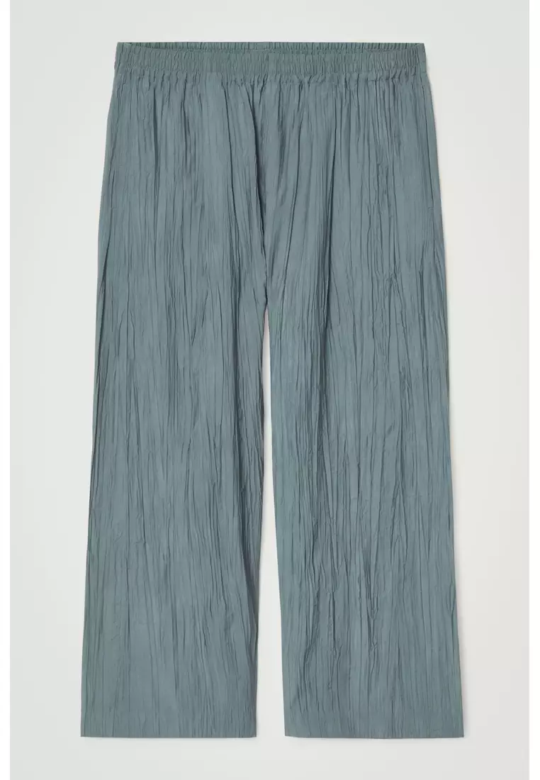 CRINKLED WIDE-LEG TROUSERS