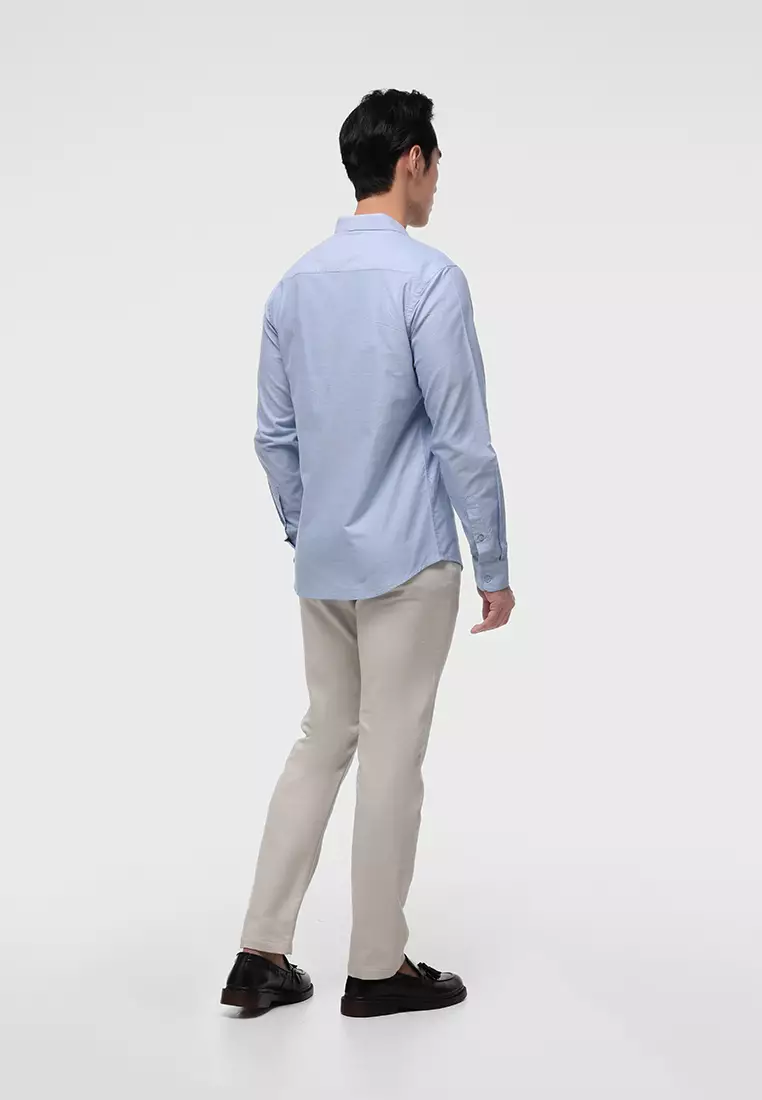 MANZONE - Kemeja Lengan Panjang Pria Jellow Slim Fit - Blue Light