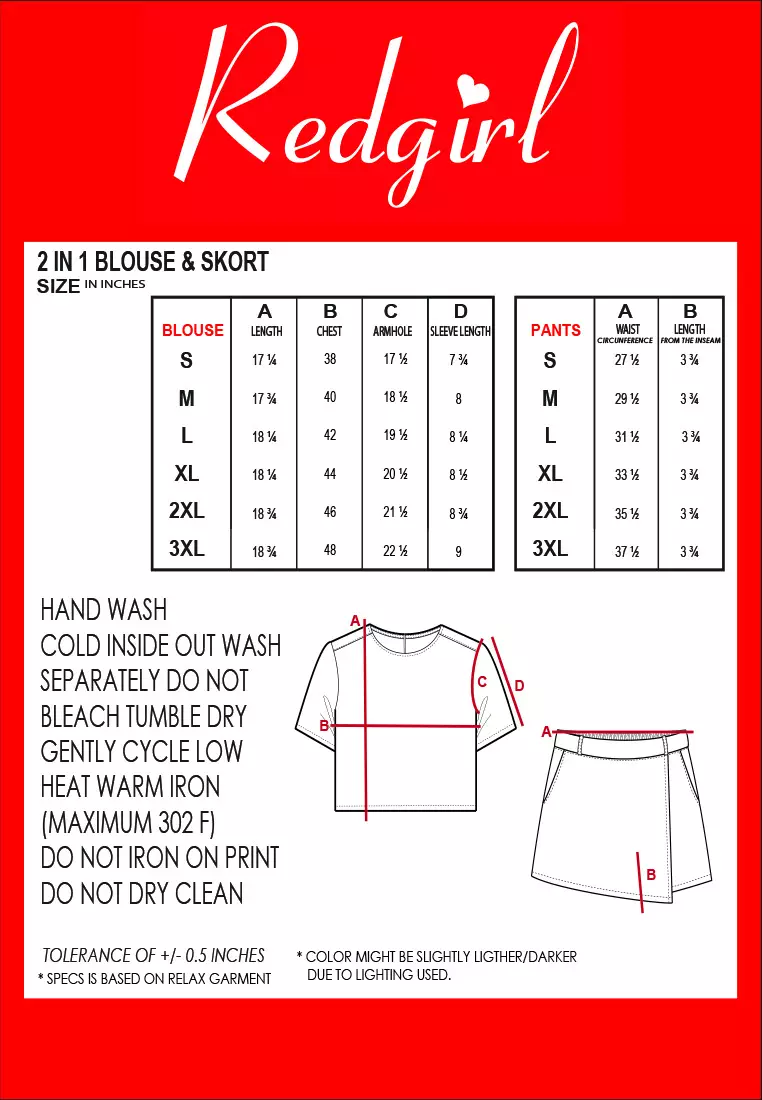 Chambray Short Sleeves Blouse/Skort Terno