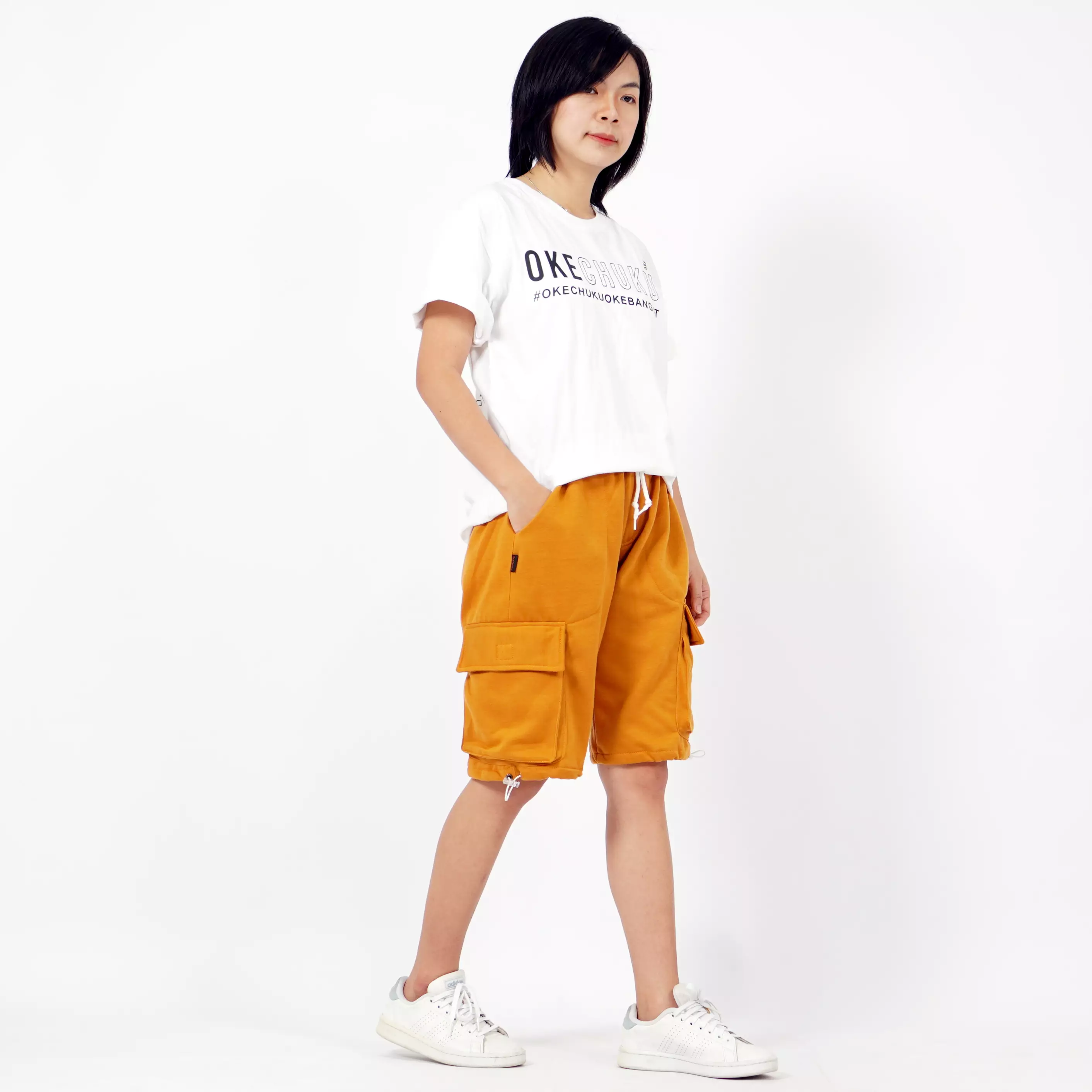 JUANITA Celana Pendek Cargo Wanita Celana Cargo Pendek Wanita Short Cargo Pants - MUSTARD