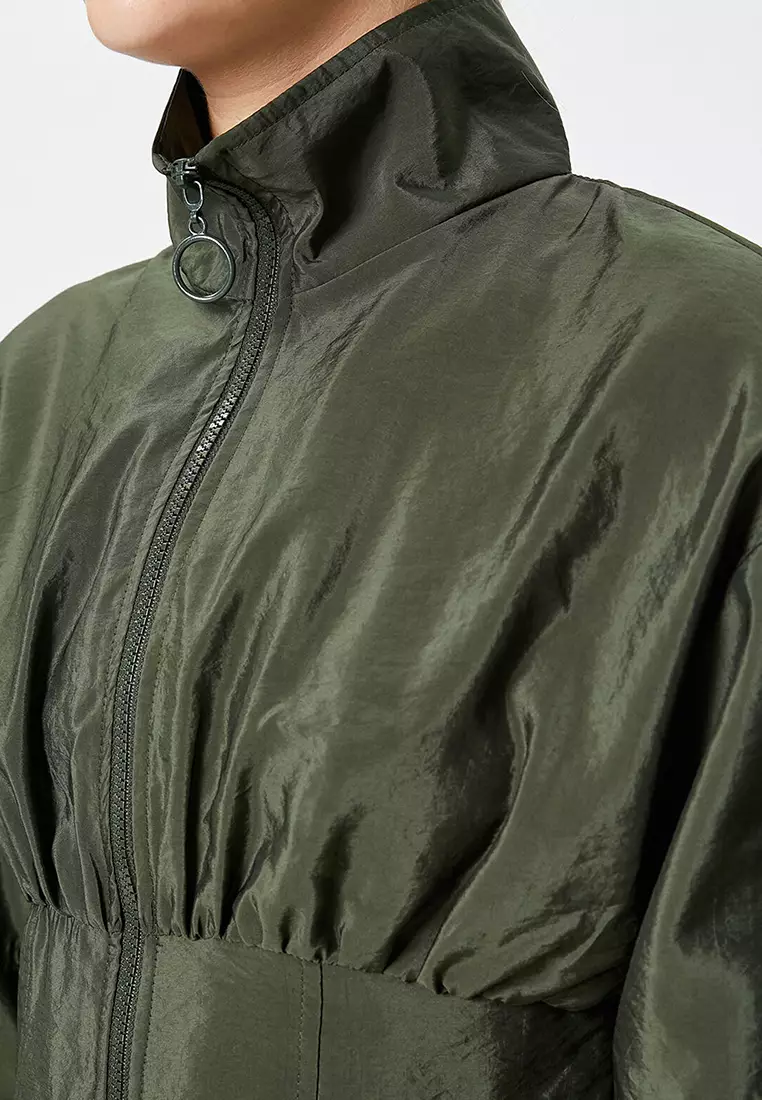 Stand Up Collar Crop Parachute Jacket