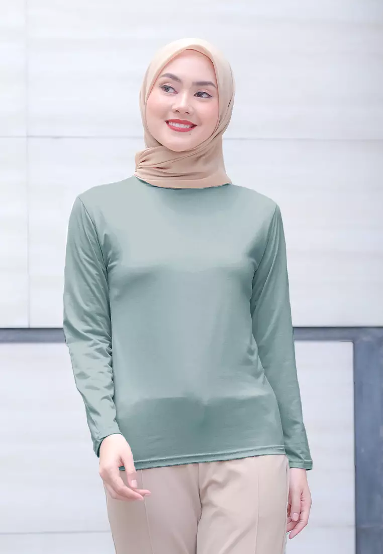 Cotton Bee - Manset Lengan Panjang Aneisha Inner Rayon - Ice Green - L