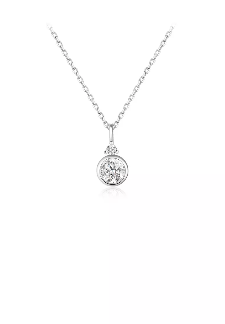 White gold round pendant necklace hot sale