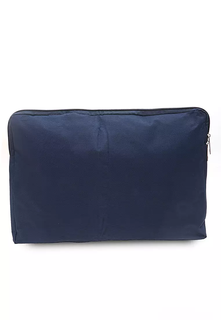 Tas Laptop Motif Polos Simple Zip Fastening Detail Dua Slot Softcase - Navy