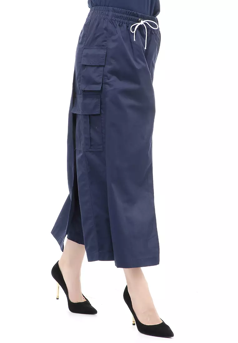 Kayla Rok Celana Panjang Muslimah Bawahan Wanita Relaxed Fit - Navy