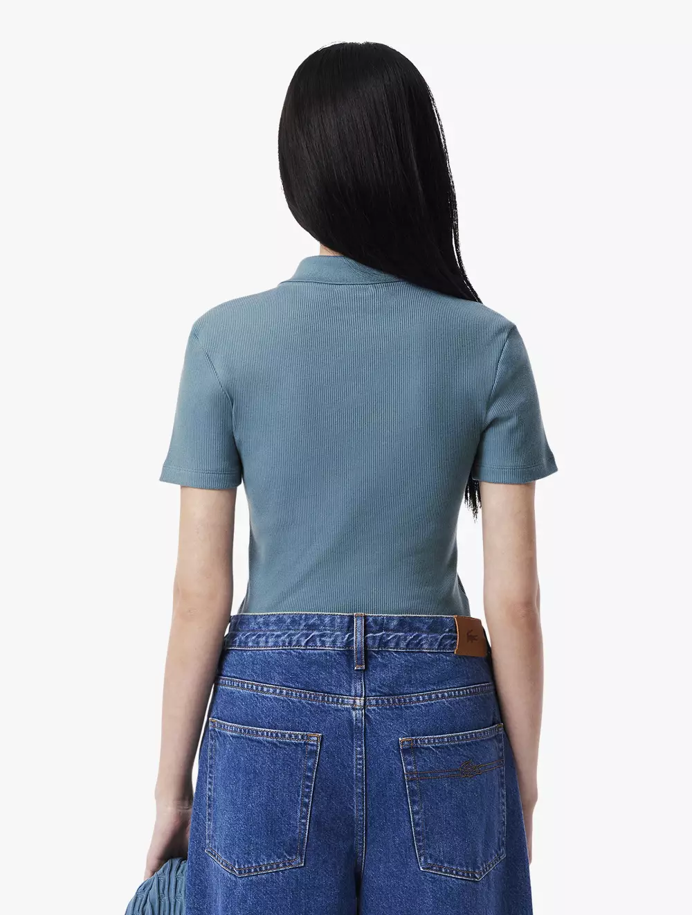 Slim Fit L.12.D Ribbed Cotton Polo Shirt - Blue