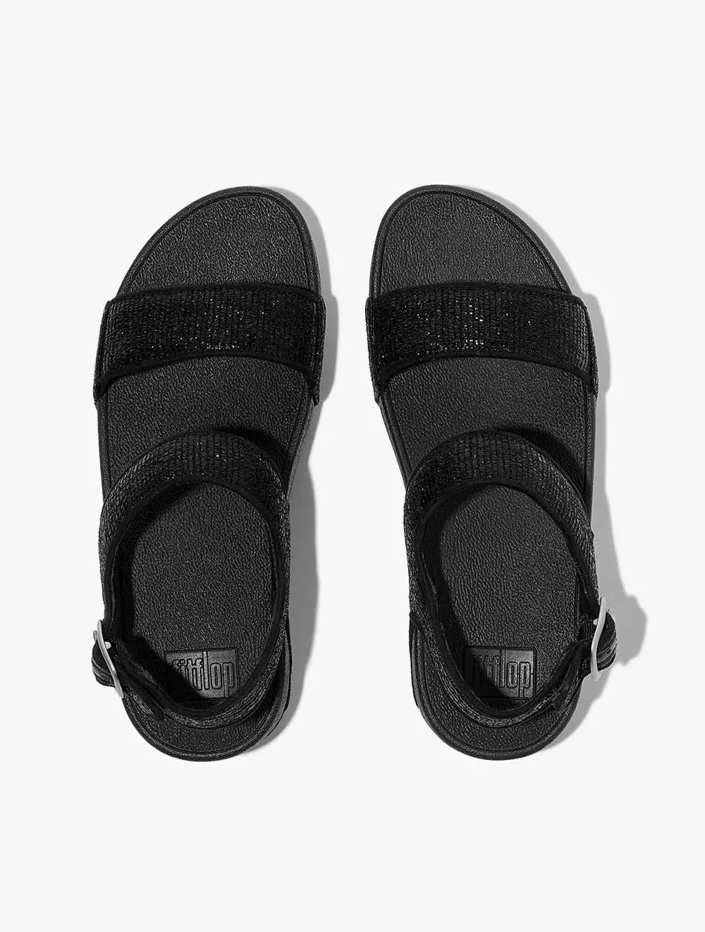 Fitflop Lulu Crinkled-Shimmer Back-Strap Sandals - Metallic Black