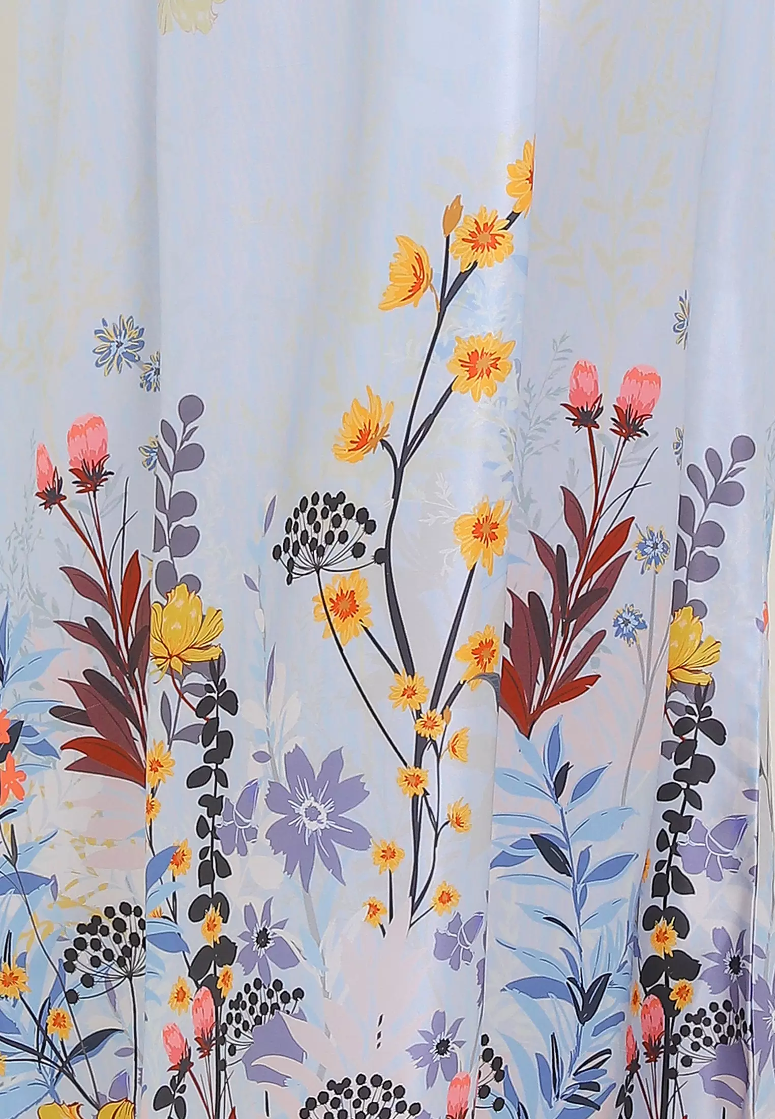 MFMW Madelyn Dress Gamis Satin Blue Motif Bunga