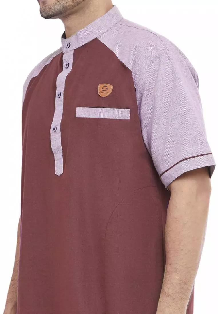 Zayidan Baju Koko Gamis Muslim Pria Waldan - Maroon