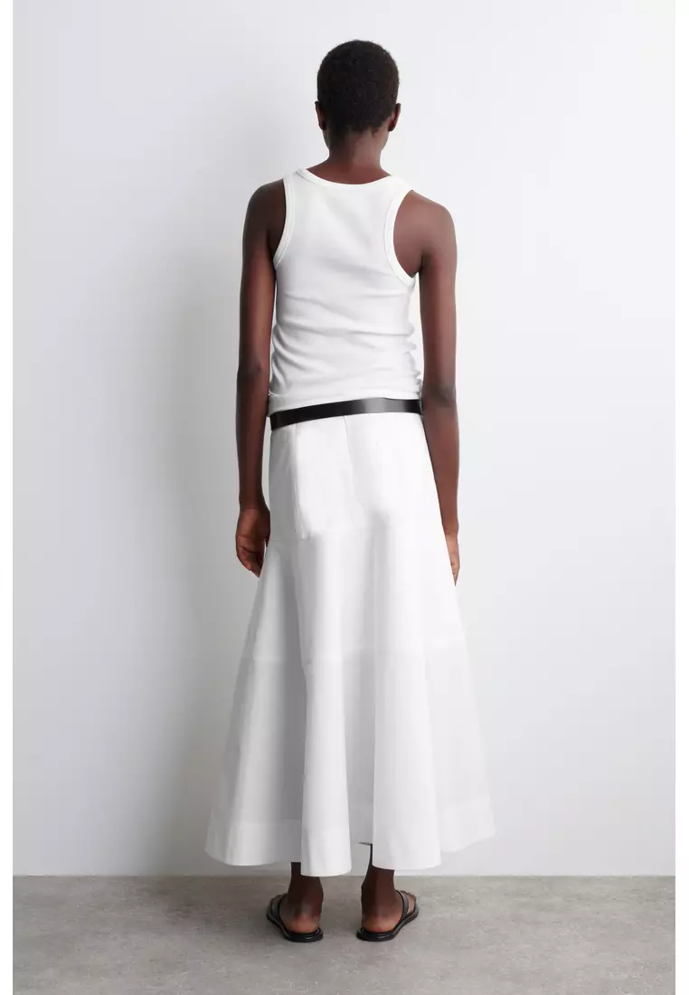 PANELLED COTTON MIDI SKIRT