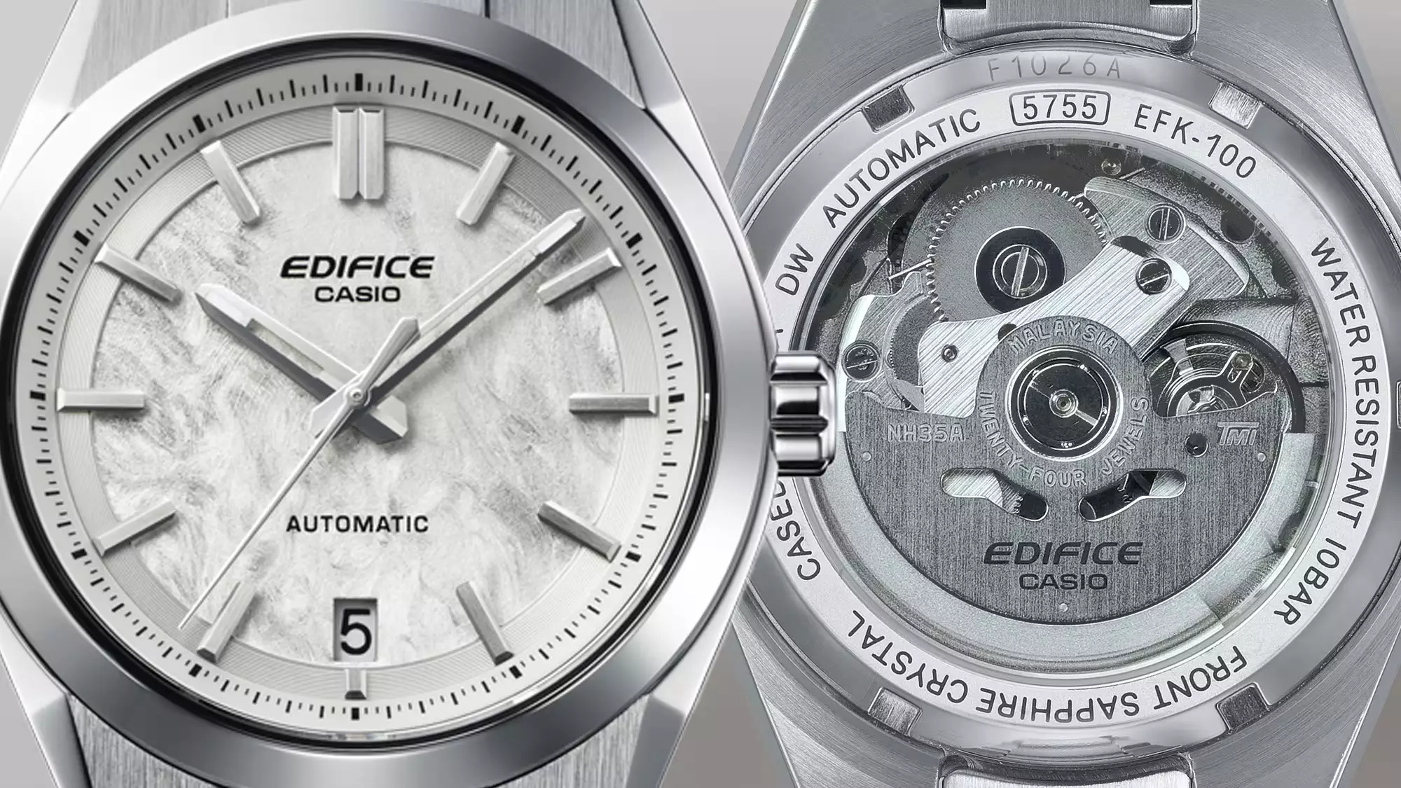 Casio Edifice Automatic - Jam Tangan Analog Pria - White Dial - All Stainless Steel - EFK-100D-7A